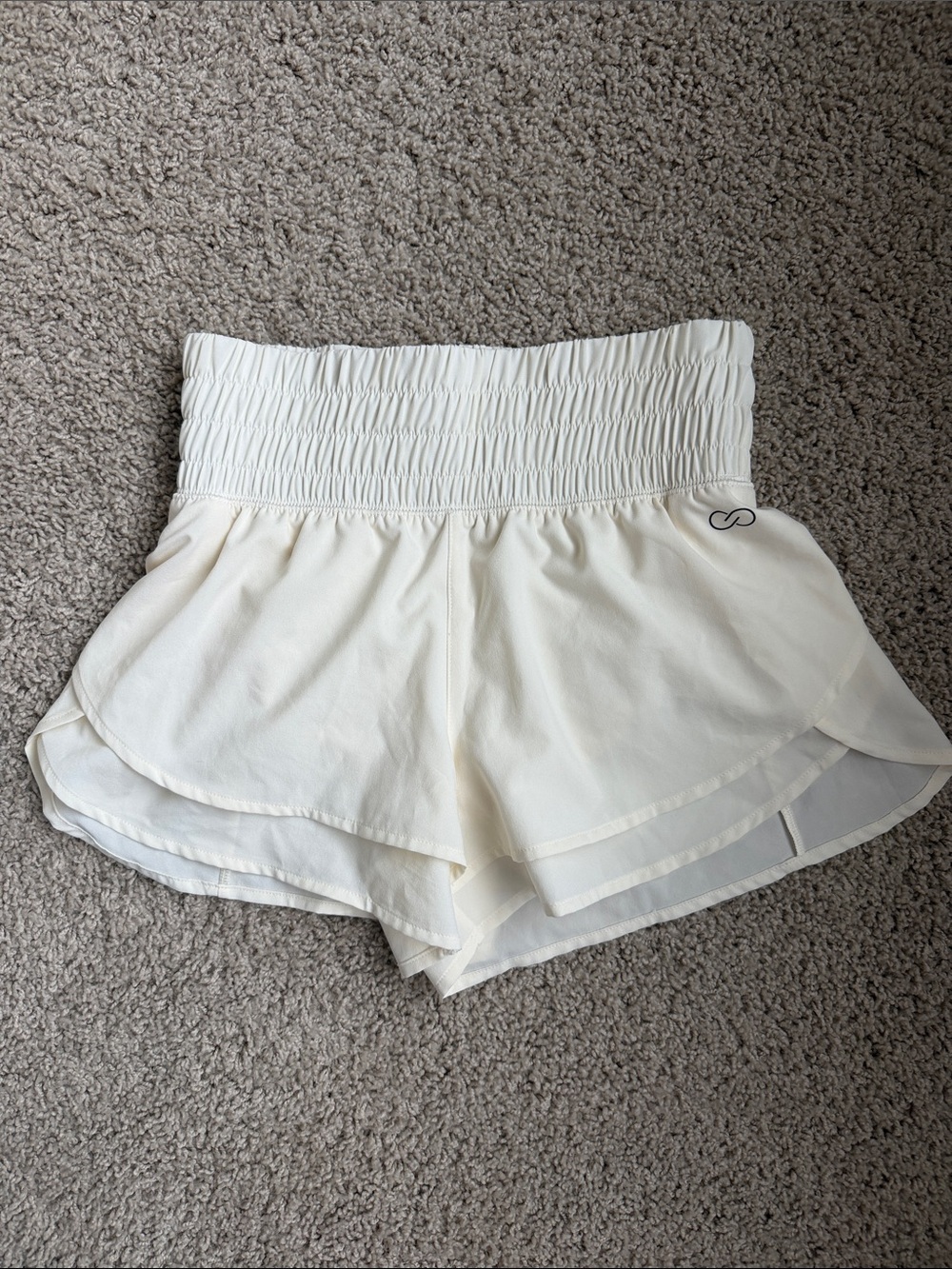 Calla Women’s High-Waist Smocked Ivory Layered Shorts